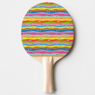 Raquette De Ping Pong Ensemble Motif des yeux