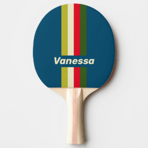 Raquette De Ping Pong Épingle Rugby Rétro Rayée avec Nom