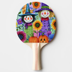 Raquette De Ping Pong Épouvantails et citrouilles, Halloween,