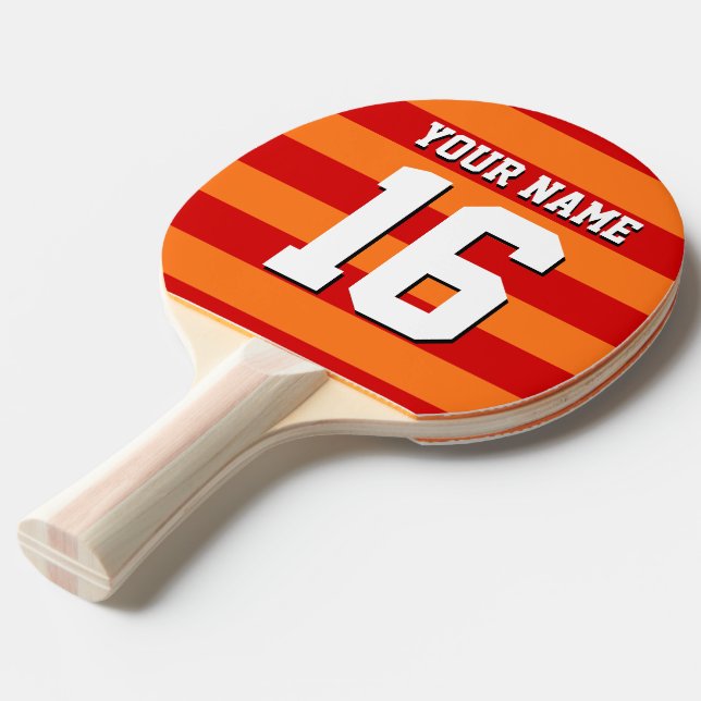 Raquette De Ping Pong Équipe rouge citrouille Orange Jersey Preppy Strip (Devant Angle)
