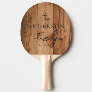 Raquette De Ping Pong Érable brut découpé Nom de famille écrit à la main