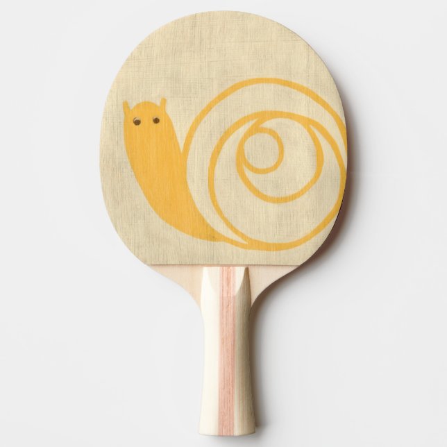 Raquette De Ping Pong Escargot jaune sur Arrière - plan crème (Devant)