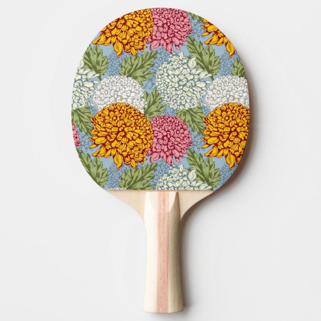 Raquette De Ping Pong Excellent motif avec des chrysanthèmes (Devant)