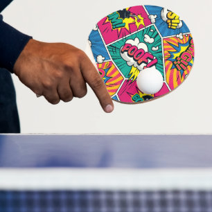 Raquette De Ping Pong Explosion de bande dessinée rétro : Vibrant Pop Ar