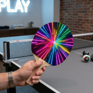 Raquette De Ping Pong Explosion de Néon Arc-en-Ciel en Étoile