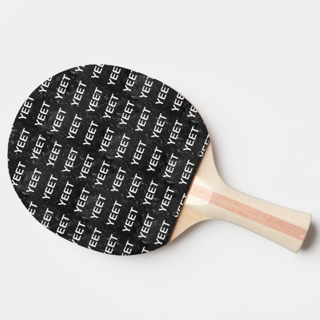 Raquette De Ping Pong Expression Yeet Exclamation de marbre noir (Côté)