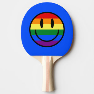 Raquette De Ping Pong Face souriante arc-en-ciel