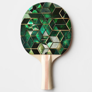 Raquette De Ping Pong Faux Emerald, vert et or, géométrique
