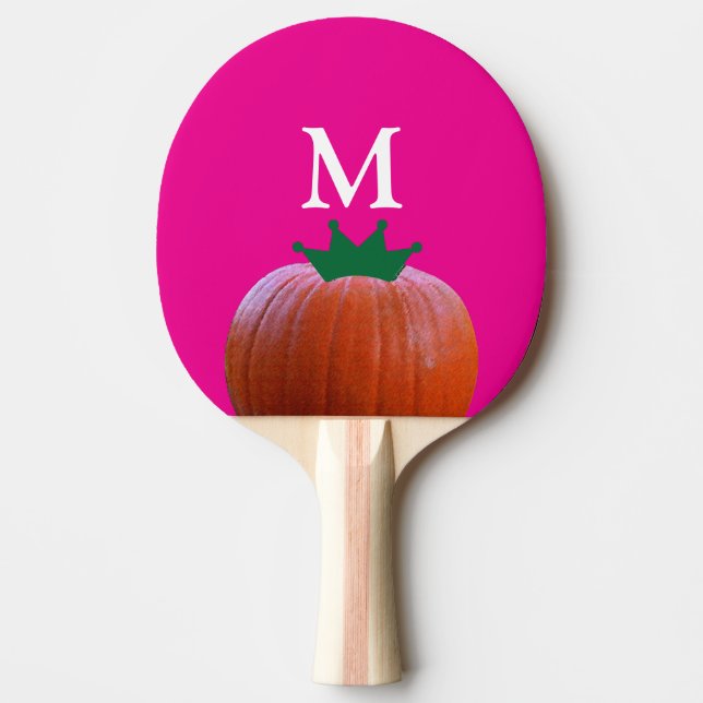Raquette De Ping Pong Faveur de Baby Shower Monogrammes Citrouille Rose  (Devant)