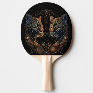 Raquette De Ping Pong Feline artistique Cercle Twin Cats