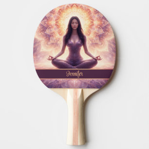 Raquette De Ping Pong Femme de méditation mandala lumineuse Nom personna