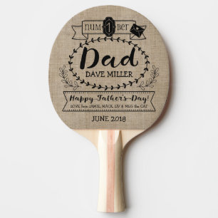 Raquette De Ping Pong Fête des pères heureuse numéro 1 un logo de