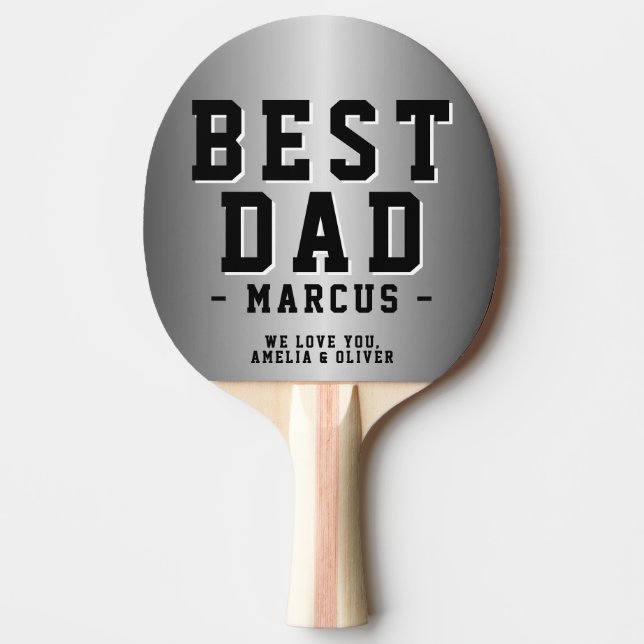 Raquette De Ping Pong Fête des pères métallurgiques du meilleur papa (Devant)