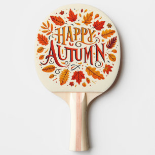 Raquette De Ping Pong feuille classique et automne heureux