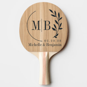 Raquette De Ping Pong Feuille de bois de chêne blanc Monogramme de maria