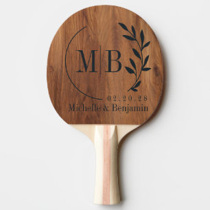 Raquette De Ping Pong Feuille de Bois de Érable Mariage Monogramme BK 