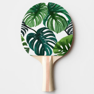 Raquette De Ping Pong Feuilles de Monstera Aquarelle Botanique Moderne