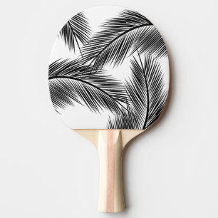 Raquette De Ping Pong Feuilles de paume noir sur arrière - plan blanc