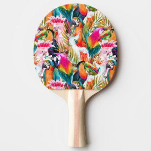 Raquette De Ping Pong Feuilles de perroquets et palmiers