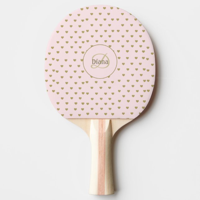 Raquette De Ping Pong Fille Monogramme Cool rose avec nom (Devant)