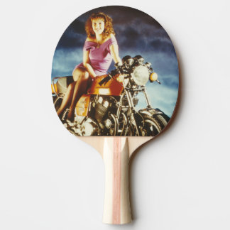 Raquette De Ping Pong Fille pin-up de moto