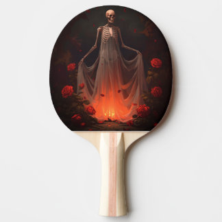 Raquette De Ping Pong Fille squelettique portant une robe de mariée dans