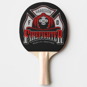 Raquette De Ping Pong Firefighter Helmet ADD NAME Fire Department Rescue