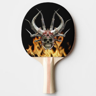 Raquette De Ping Pong Flammes du casque du crâne Imaginaire démon