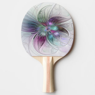 Raquette De Ping Pong Fleur Abstraite colorée Art moderne floral fractal