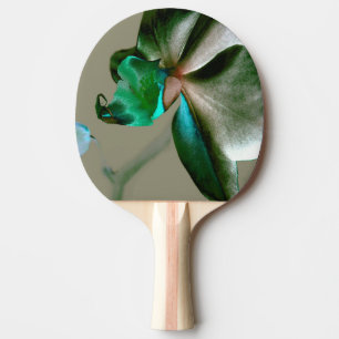 Raquette De Ping Pong Fleur artistique dans les tons bleu, vert et gris