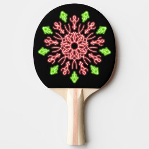 Raquette De Ping Pong Fleur de néon rouge et vert