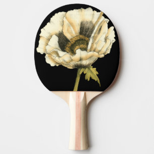 Raquette De Ping Pong Fleur de pavot à crème sur Arrière - plan noir