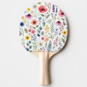 Raquette De Ping Pong Fleur Sauvage Aquarelle Prairie Botanique Florale