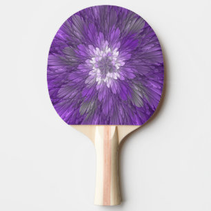 Raquette De Ping Pong Fleur Violette Psychedélique Art Fractal Abstrait
