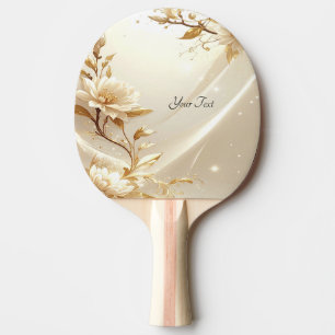 Raquette de ping pong Fleurs Blanches et Dorées