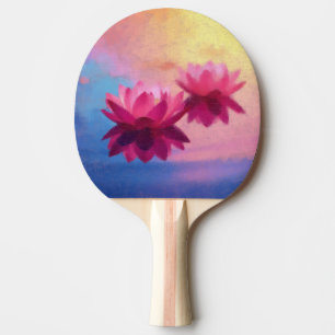 Raquette De Ping Pong Fleurs de Lotus Abstraites colorées