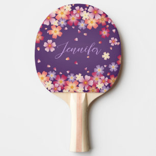 Raquette De Ping Pong Fleurs de prune et de cerise sur le pourpre cendré