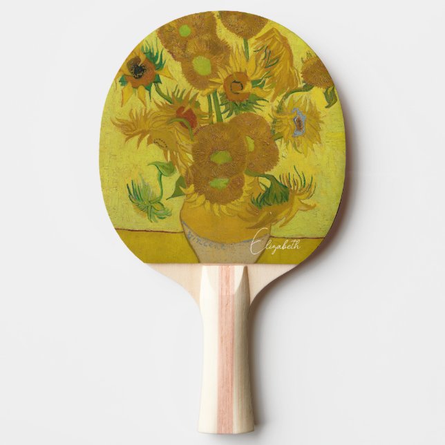 Raquette De Ping Pong Fleurs de soleil personnalisées (série) Vincent va (Devant)