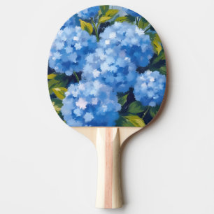 Raquette De Ping Pong Fleurs d'hortensia bleu floral aquarelle