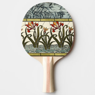 Raquette De Ping Pong Fleurs en verre tendu avec bordure en tan