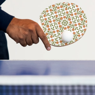 Raquette De Ping Pong Fleurs orange, Motif Floral, Verdure, Boho