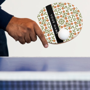 Raquette De Ping Pong Fleurs oranges, motif floral, Boho, Votre Nom