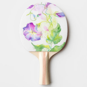 Raquette De Ping Pong Fleurs peintes de convolvule d'aquarelle