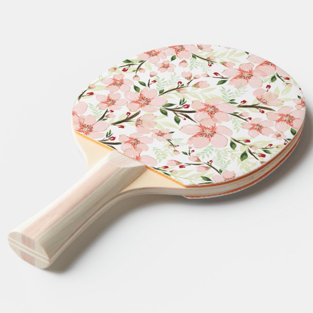 Raquette De Ping Pong Fleurs roses (Devant Angle)