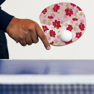 Raquette De Ping Pong Fleurs roses et rouges - Floral
