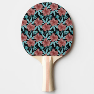 Raquette De Ping Pong Fleurs rouges tropicales sans coutures motif et fe