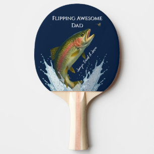 Raquette De Ping Pong Flippant Papa Awesome Truite arc-en-ciel Pêche à l