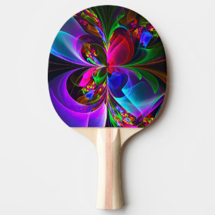 Raquette De Ping Pong Floral moderne Art Abstrait Rouge Bleu Motif #12