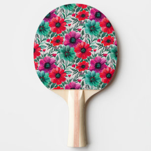 Raquette De Ping Pong Floral rustique mode rétro motif