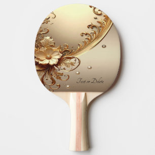 Raquette de ping pong florale ornée dorée